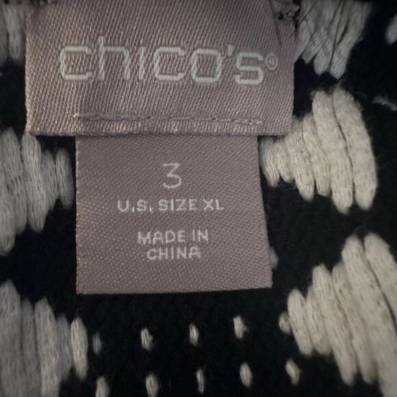 NWT Chico's Black & White Knit Cardigan Sweater Removable Faux Fur Collar XL - Picture 9 of 13